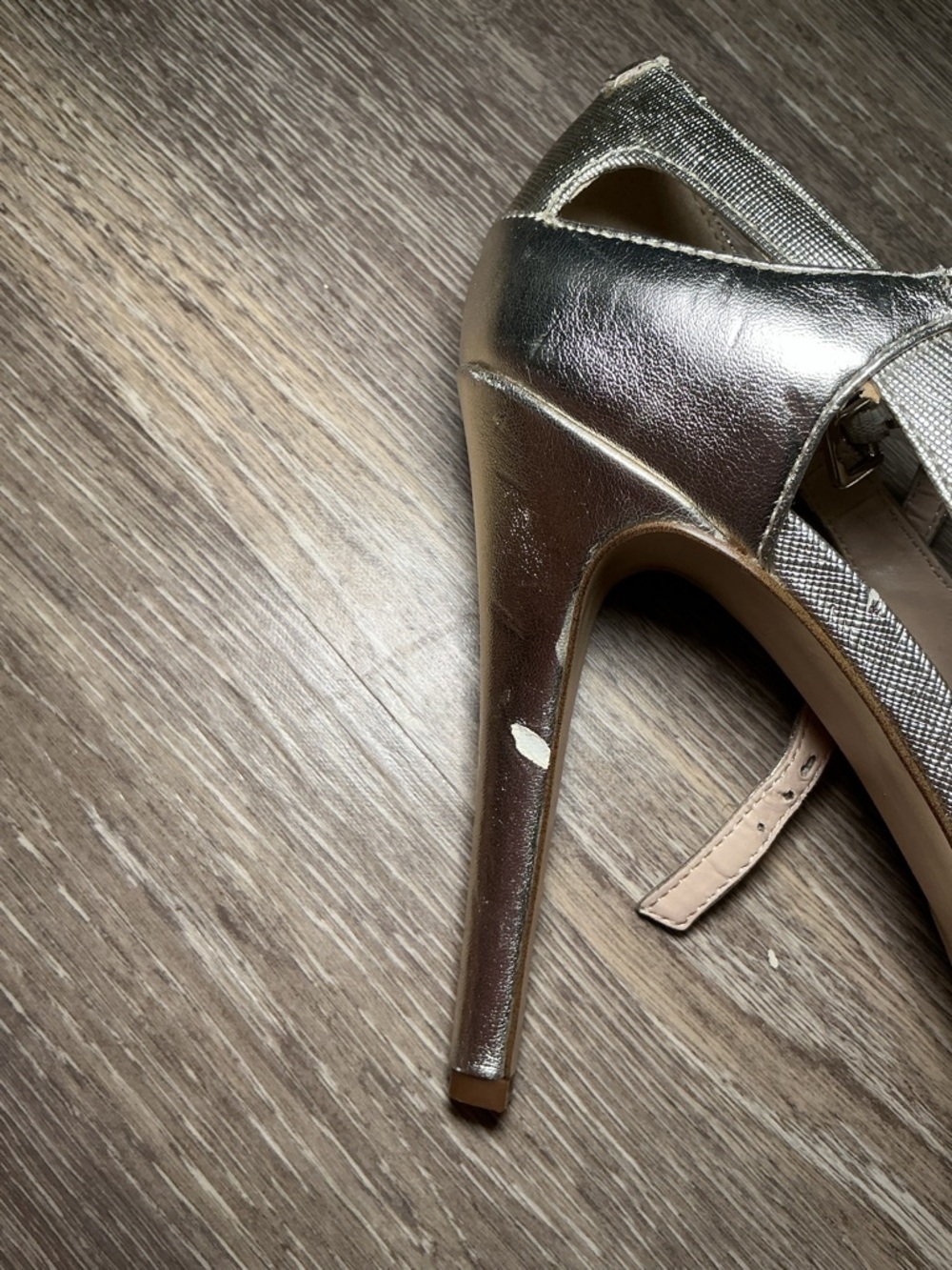 Nine West Gold Peep-Toe Mary Jane Heels - Picture 10 of 14